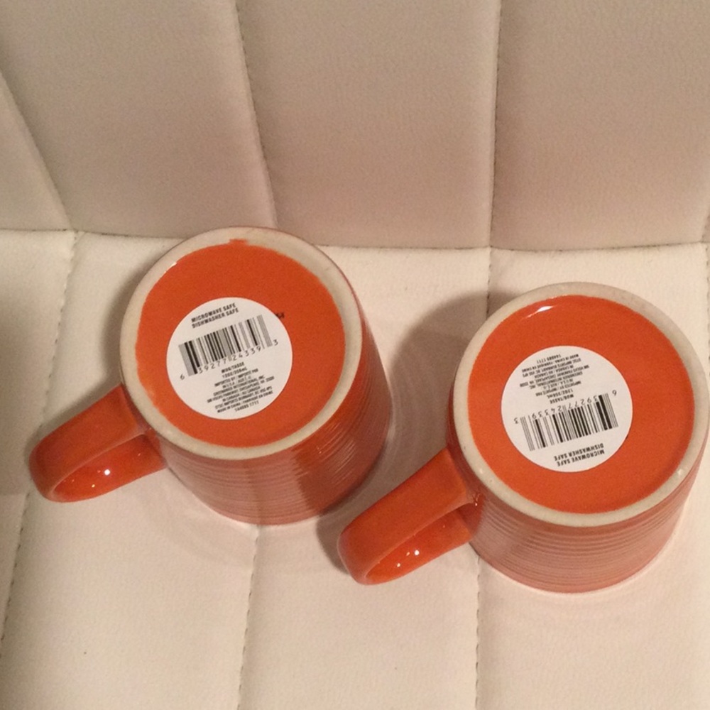 (2) NWT Orange Ceramic Royal Norfolk Mugs Set - Picture 2 of 8